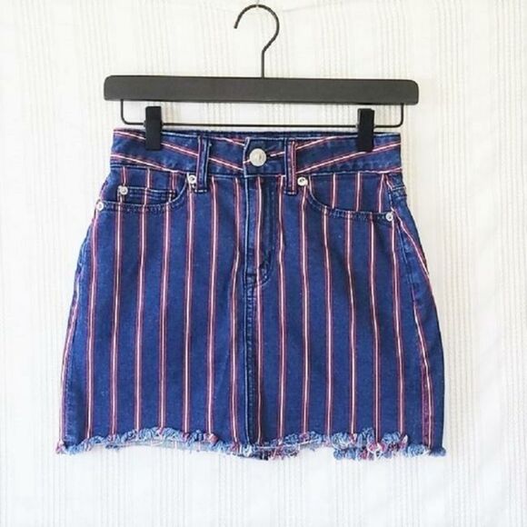 American Eagle Striped Denim Skirt 4 - Picture 3 of 3